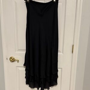 Ann Taylor Black High-Low silk Skirt